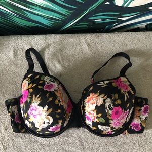 Torrid Curve Floral Skull Bra 40C